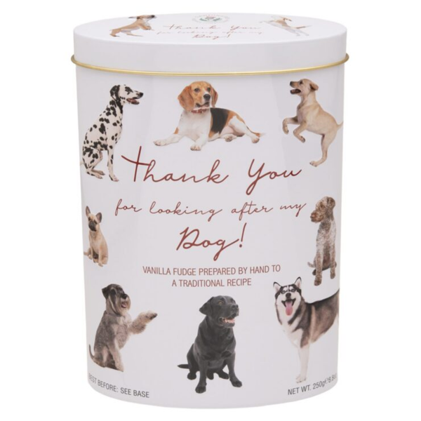 Gardiners Thank You Dog Vanilla Fudge Round Tin