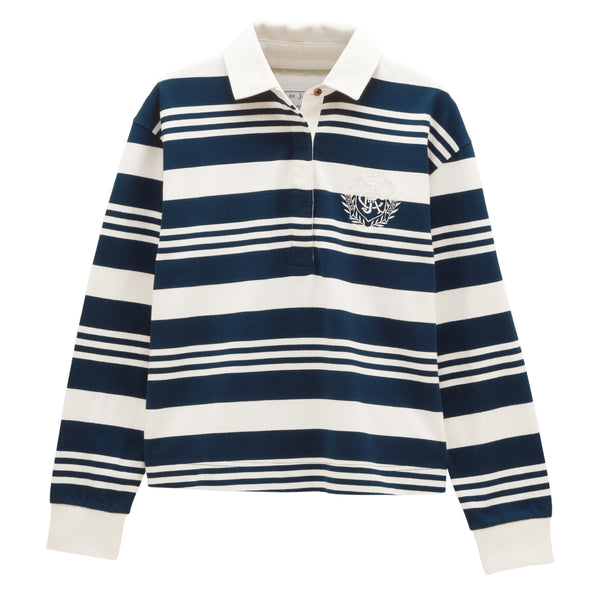 Joules Ladies Lara Rugby Shirt - Navy/White Stripe
