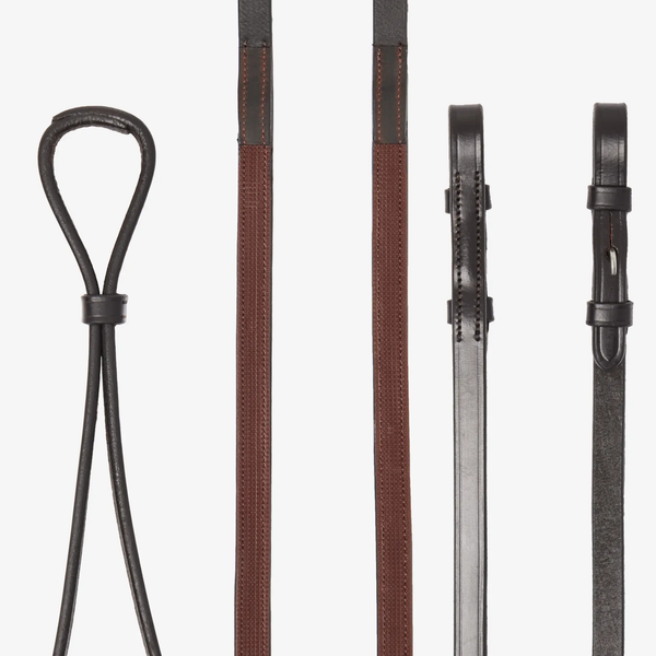 LeMieux Hunter Half Lined Curb Rein - Havana/Silver