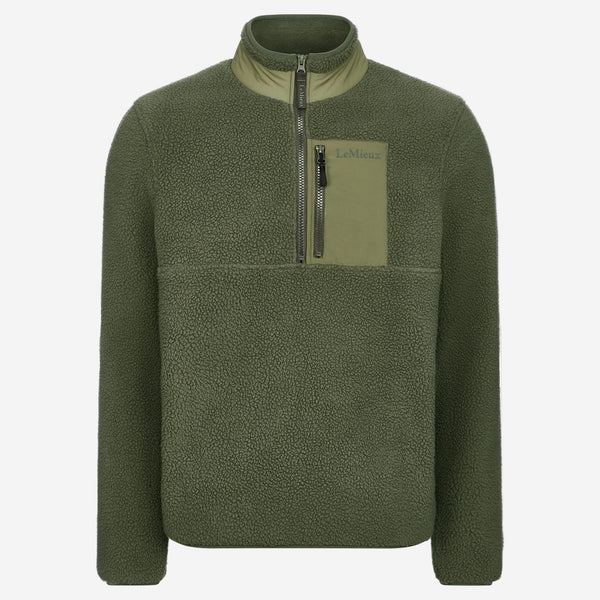LeMieux Mens Borg Half Zip Sweat - Olive