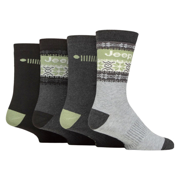 Jeep Mens Thermal Boot Sock Gift Box - Black/Green