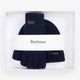 Barbour Mens Carlton Beanie & Gloves Gift Set - Navy