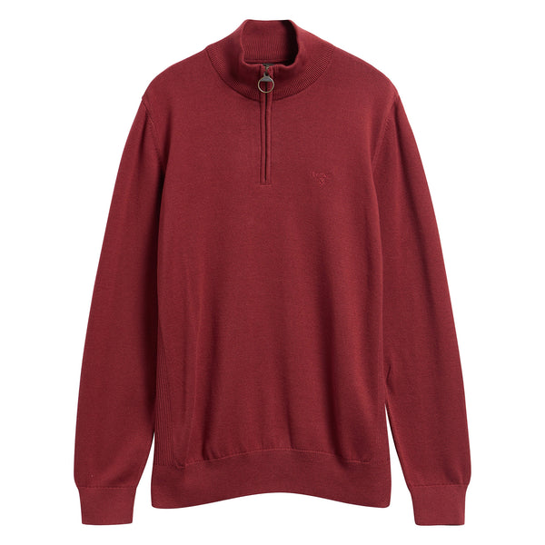 Barbour Mens Cotton 1/2 Zip Knitted Jumper - Russet