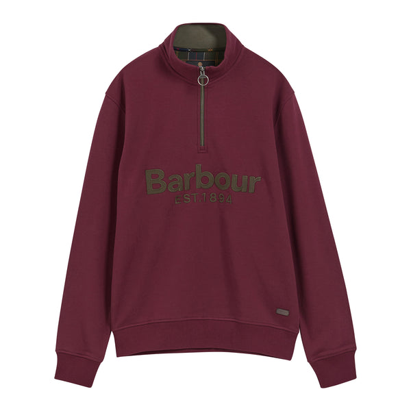 Barbour Mens Fosse 1/2 Zip Sweatshirt - Dark Bordeaux