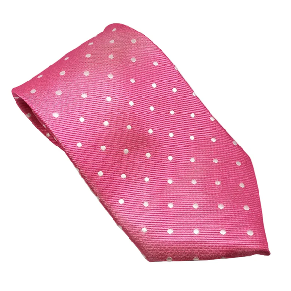 Equetech Unisex Polka Dot Show Tie - Fuchsia/White