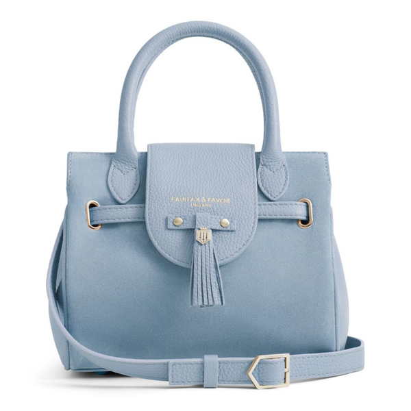 Fairfax and Favor Mini Windsor Handbag - Sky Blue Suede