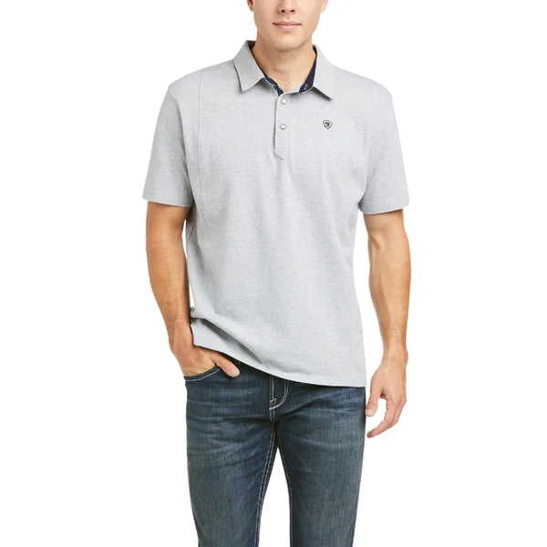Ariat Mens Medal Polo Top - Heather Grey