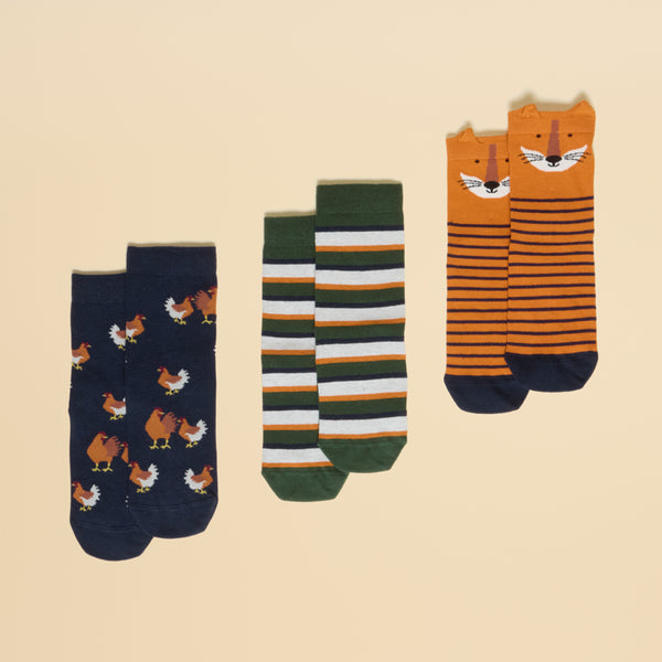 Joules Boys Eat Feet 3 Pack Socks
