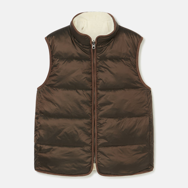 Joules Ladies Reversible Fur Gilet - Brown/Cream