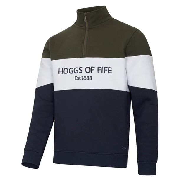 Hoggs Of Fife Mens Dumfries 1888 1/4 Zip Jumper - Forest/White