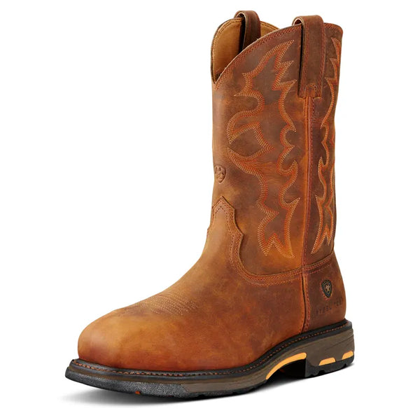 Ariat Mens Workhog Wide Square Steel Toe Work Boot - Toast