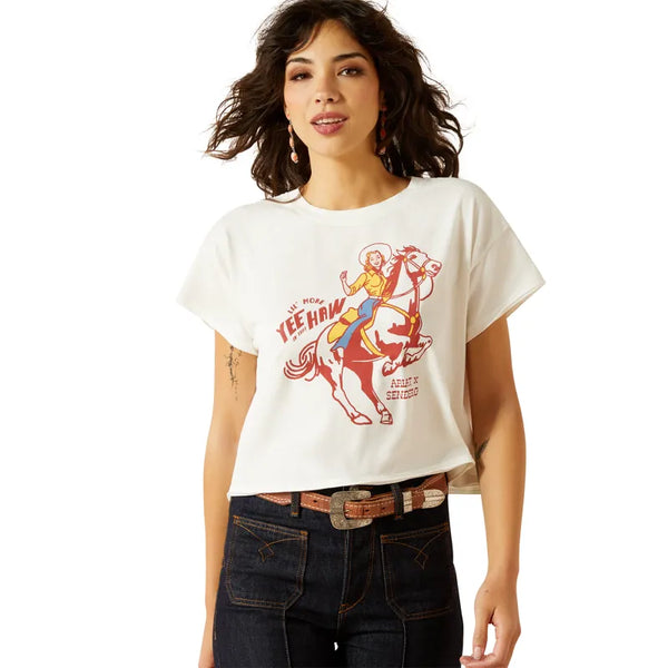 Ariat Ladies Sendero Yeehaw Short Sleeve T-Shirt - White