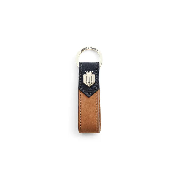 Fairfax and Favor Suede Keyring - Tan/Navy