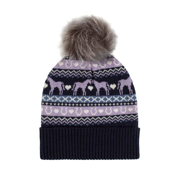 Fairisle Junior Pom Hat - Navy