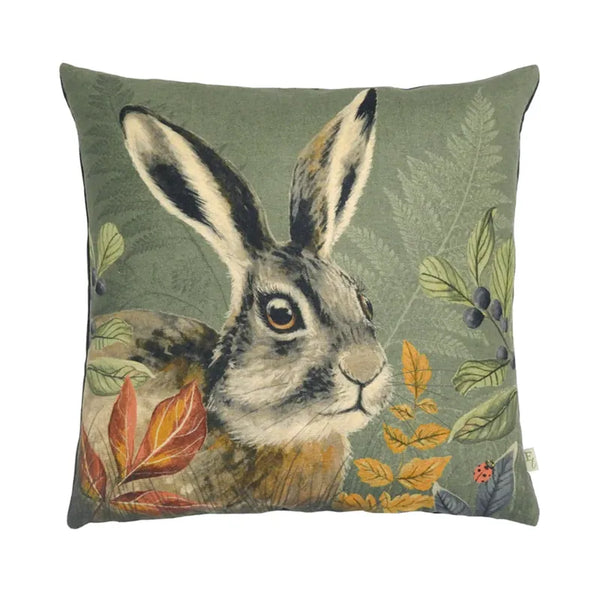 Evans Lichfield Forest Hare Cushion Grey - Feather Filled