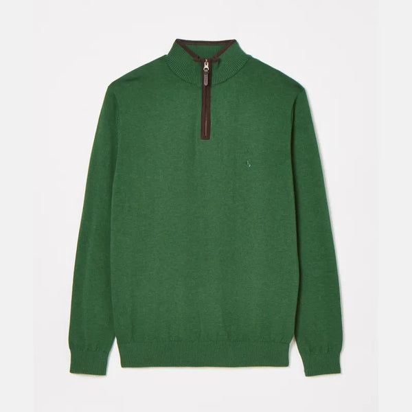 Joules Mens Hillside Quarter Zip Knitted Jumper - Green