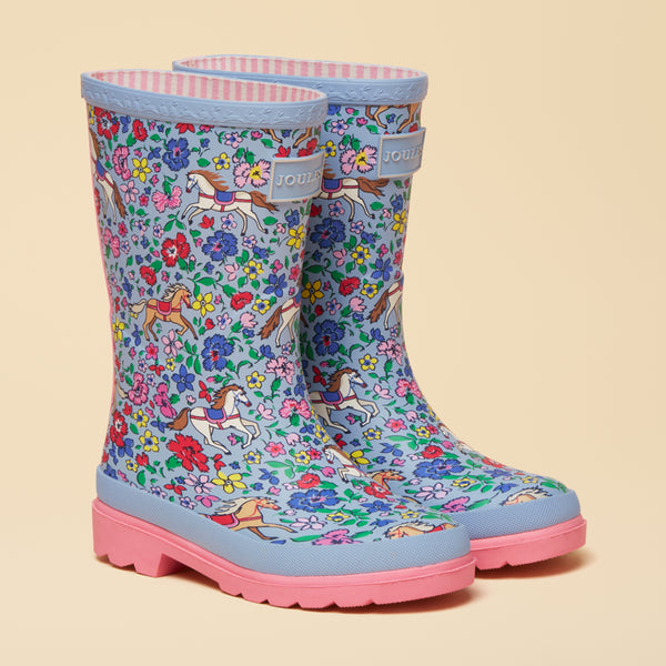 Joules Kids Welly Print - Blue Horse