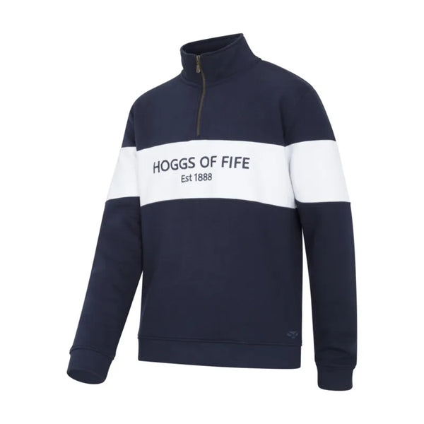 Hoggs Of Fife Mens Dumfries 1888 1/4 Zip Jumper - Navy/White
