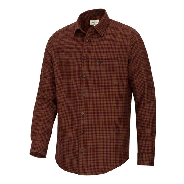 Hoggs of Fife Mens Harris Cotton/Wool Twill Check Shirt - Rust