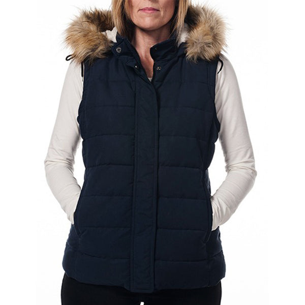 Hunter Outdoor Fur Trim Ladies Gilet - Navy