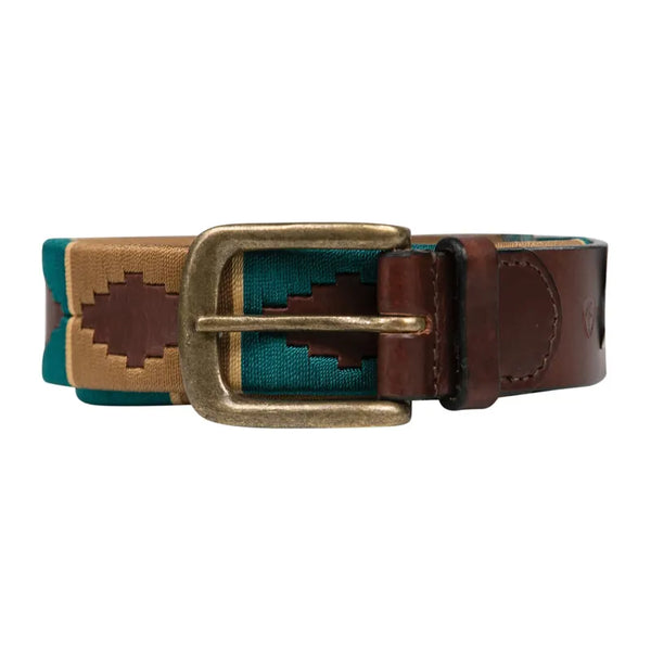 Hy Equestrian Polo Belt - Teal/Mocha/Beige