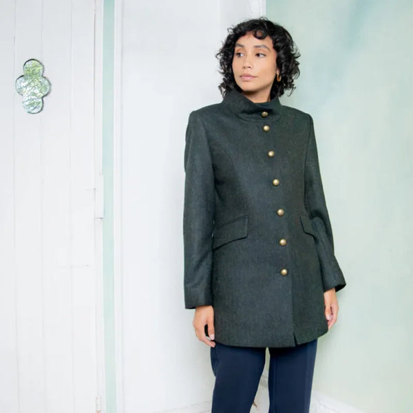 Jack Murphy Ladies Lynn Tweed Jacket - Deep Green Herringbone