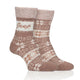Jeep Ladies Fairisle Thermal Soft Top Boot Socks - Fawn/Ecru
