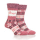 Jeep Ladies Fairisle Thermal Soft Top Boot Socks - Rose/Slate
