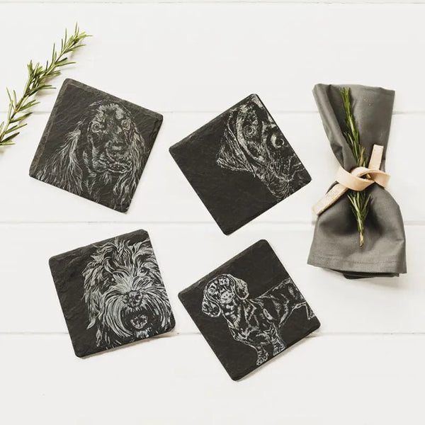 Selbrae House Slate Coasters - Dogs