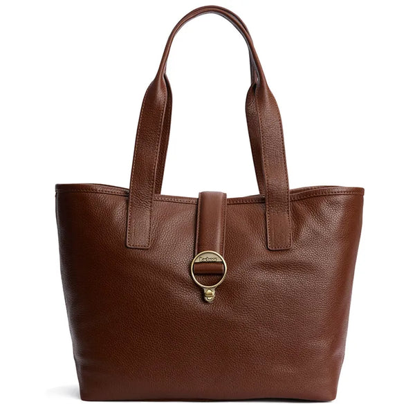 Barbour Ladies Alder Leather Tote Bag - Brown