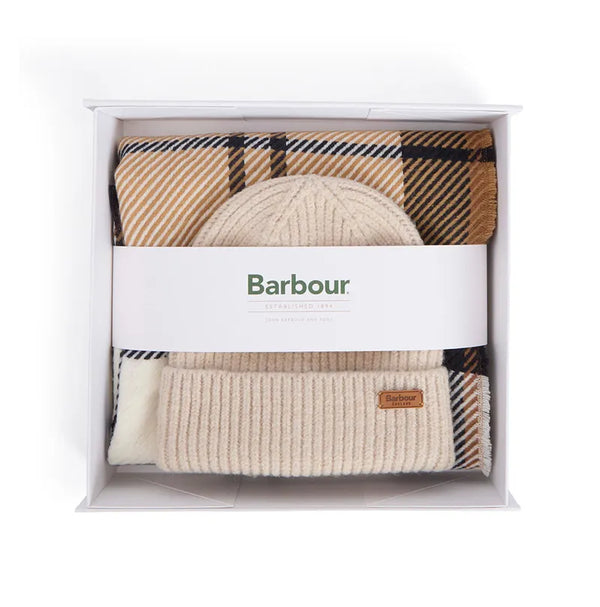 Barbour Pendle Beanie and Blair Scarf Gift Set - Hessian Navy