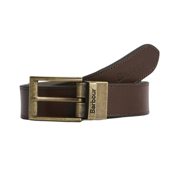 Barbour Reversible Transport Leather Belt - Dusty Green/Dark Brown