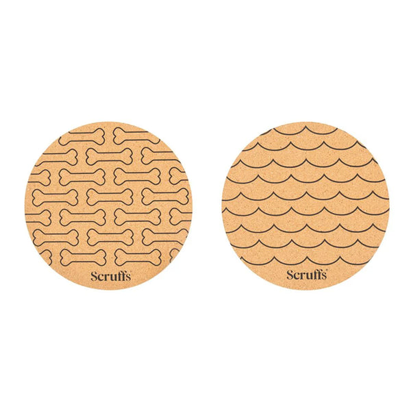 Scruffs Set of 2 Cork Pet Placemats - Wave and Bone