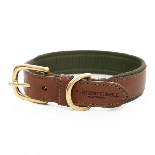 Ruff and Tumble Morston Leather Dog Collar - Olive