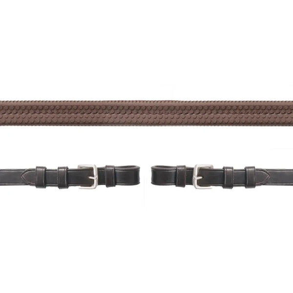Schockemohle Buckle Rubber Reins - Brown