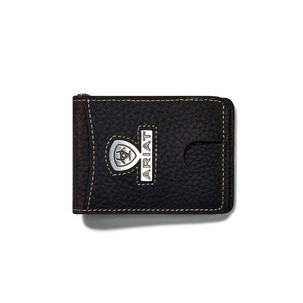 Ariat Mens Bifold Slim Wallet Staked Logo - Brown