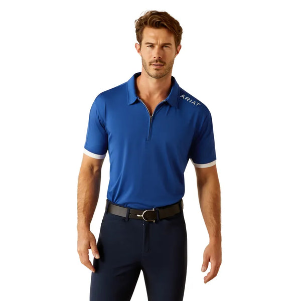 Ariat Mens Bandera 1/4 Zip Polo - Sodalite Blue