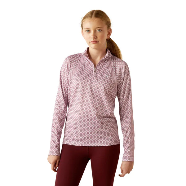 Ariat Youth Sunstopper 3.0 1/4 Zip Baselayer - Lavender Mist Tile