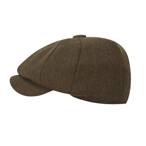 Schoffel Ladies Newsboy Cap - Dark Loden Herringbone Tweed