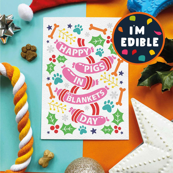 Scoff Paper Happy Pigs in Blankets Day Edible Card