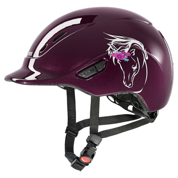 Uvex Kidoxx Riding Helmet - Flower Burgundy Shiny