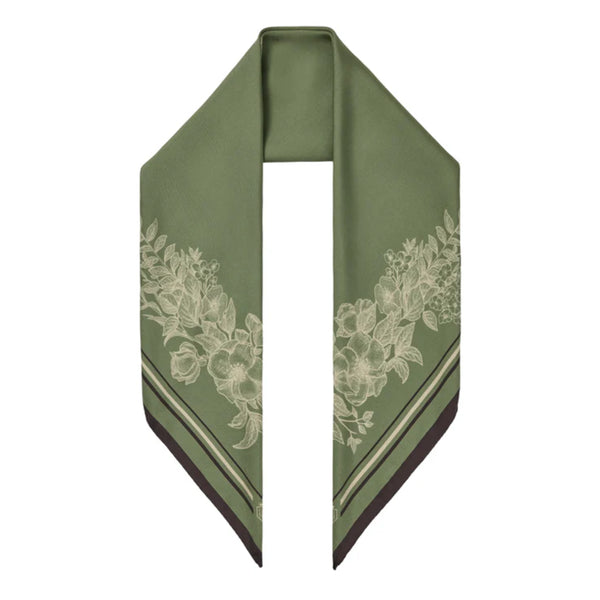 Fairfax and Favor Mannington Silk Scarf - Green/Off White/Black