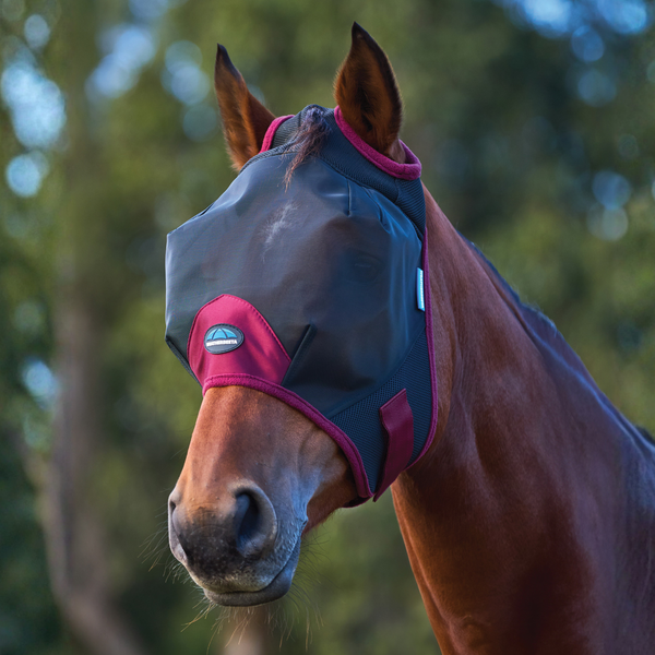 Weatherbeeta Comfitec Fine Mesh Fly Mask - Black/Burgundy