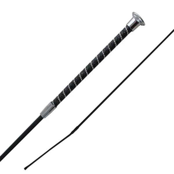 Woof Wear Twisted Dressage Whip - Black/SIlver
