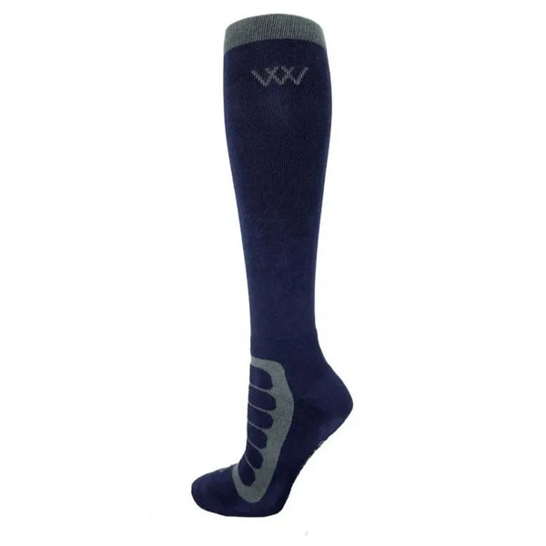 Woof Wear Long Bamboo Waffle Riding Socks - Navy/Grey