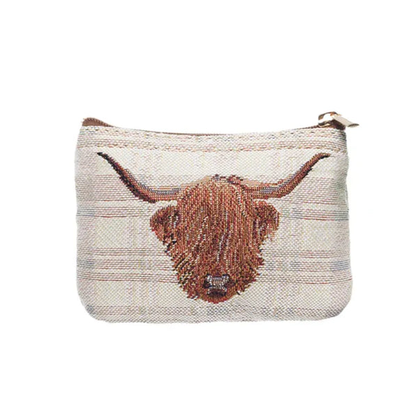 Signare Tapestry Highland Cow Zip Coin Purse