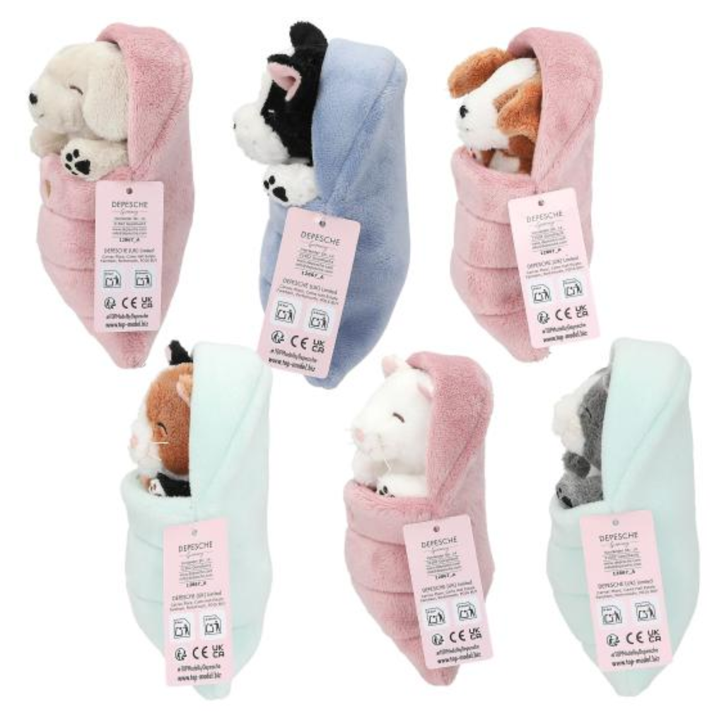 TOPModel Plush Dogs And Cats In Sleepingbag