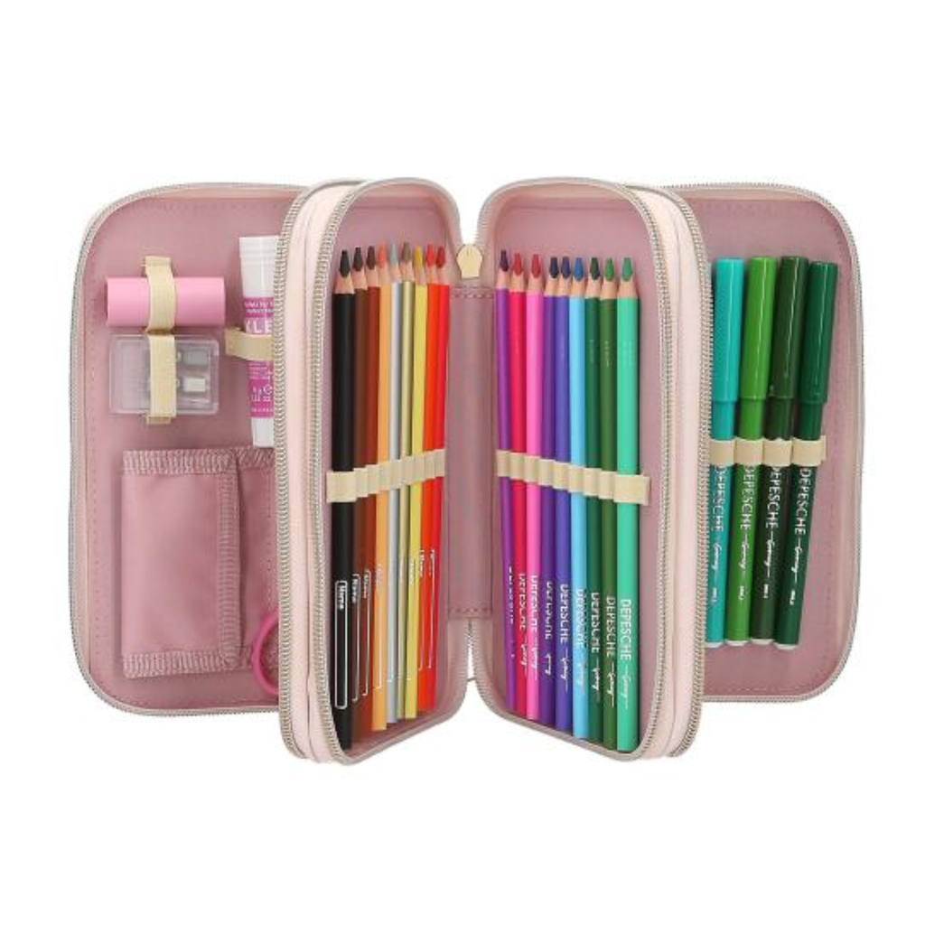 Miss Melody Triple Pencil Case With Horse Head Application