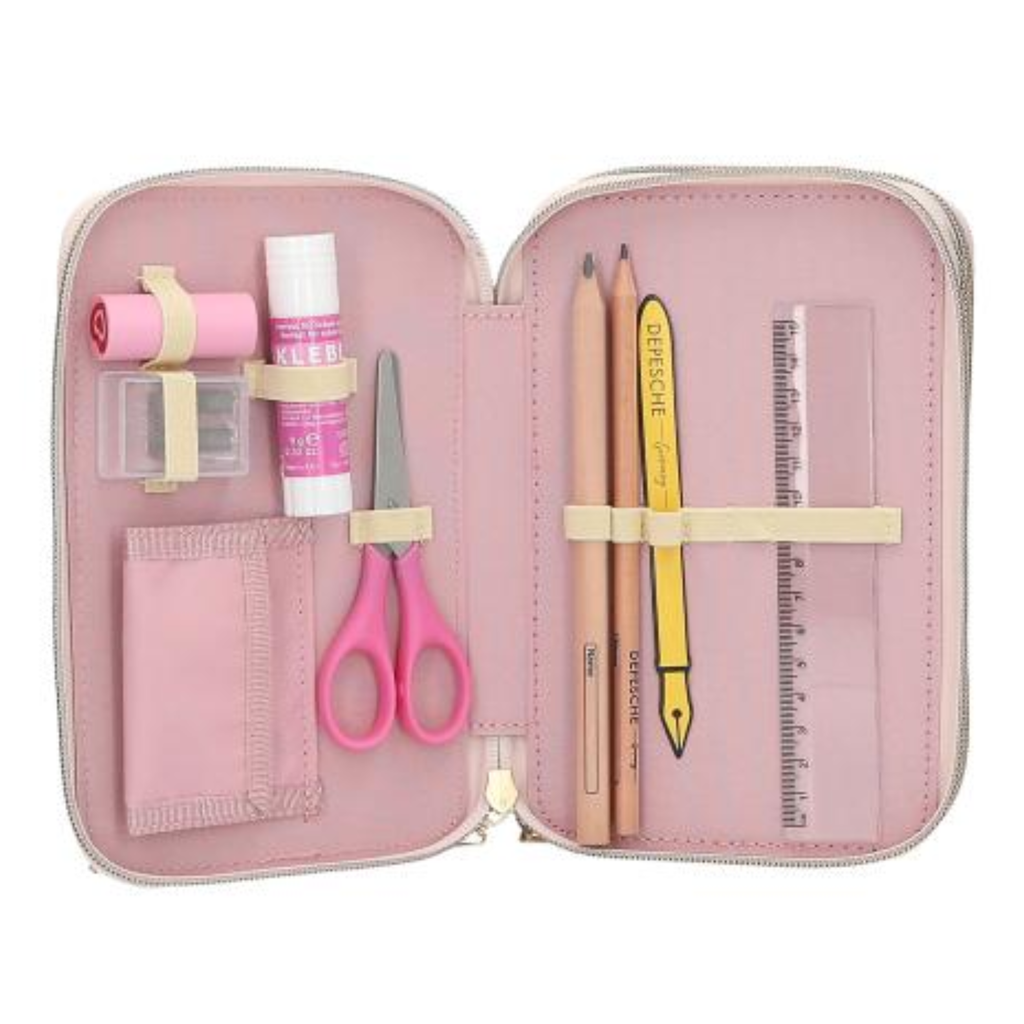 Miss Melody Triple Pencil Case With Horse Head Application