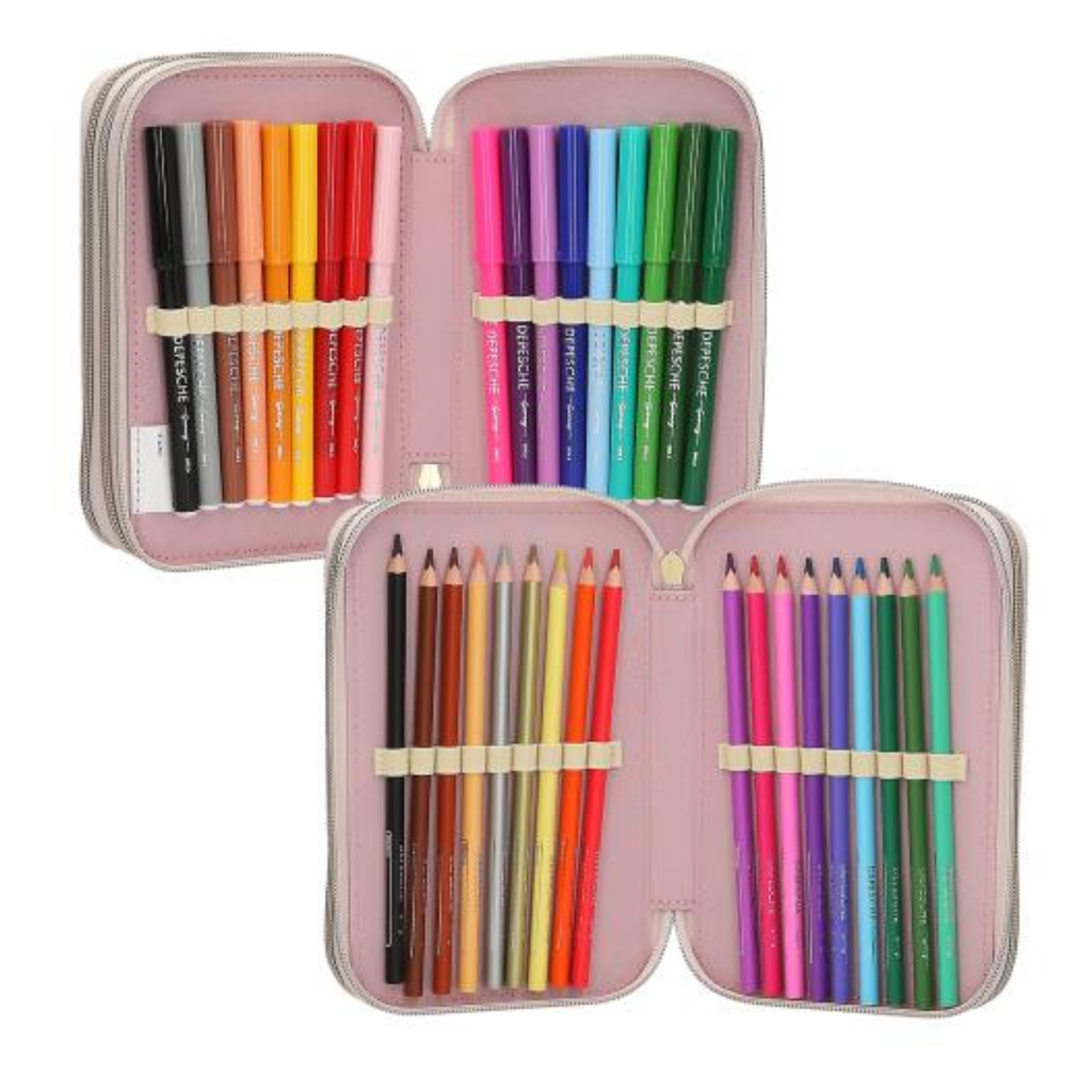 Miss Melody Triple Pencil Case With Horse Head Application